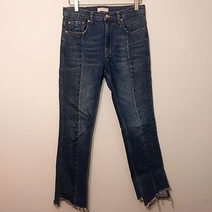 Zara Front Seam High Waist Crop Denim Jeans 2
